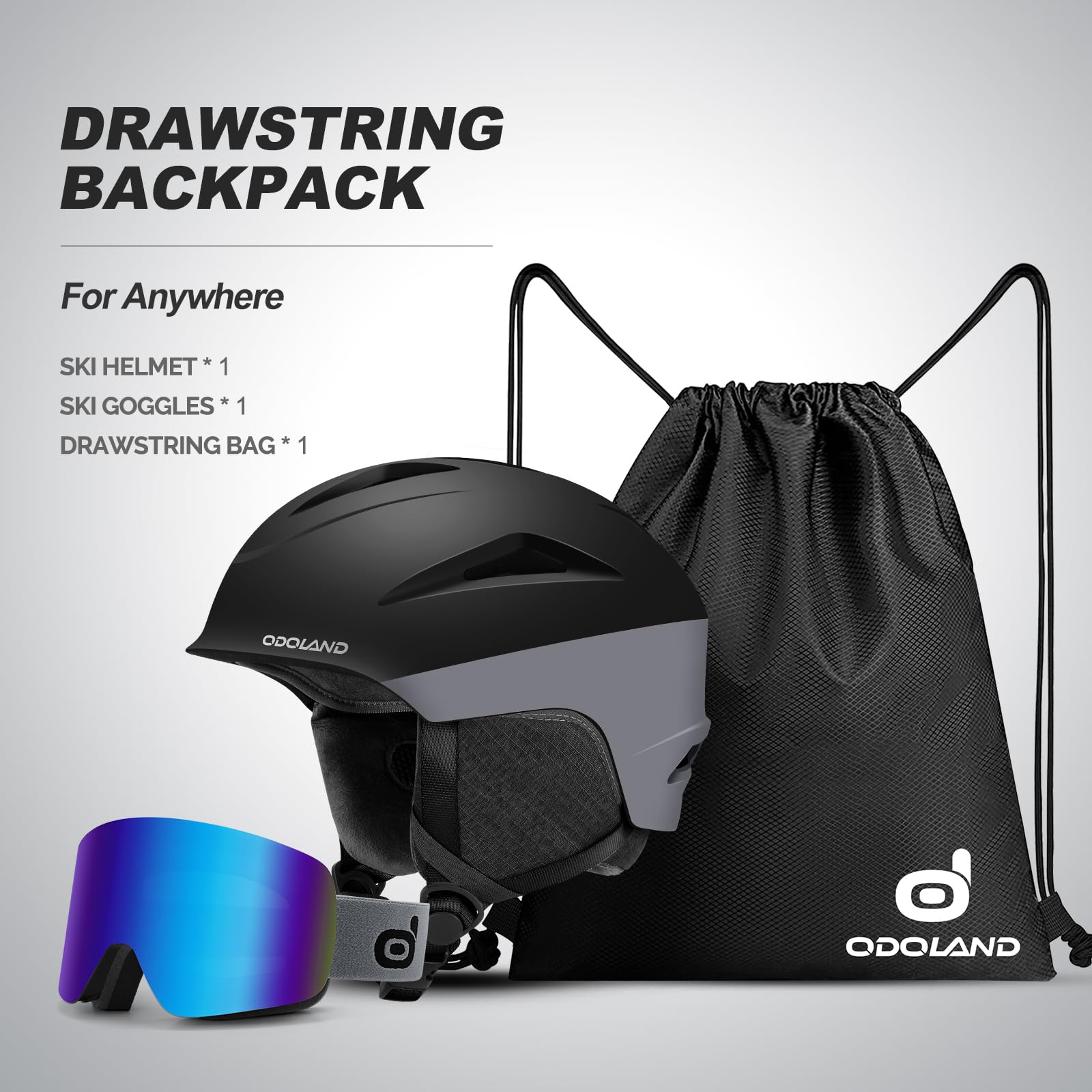 Odoland スキーヘルメット＋スノーゴーグルセット ダイヤル式サイズ